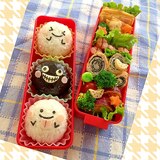 簡単キャラ弁☆ハロウィン白黒おばけのデコおにぎり♪